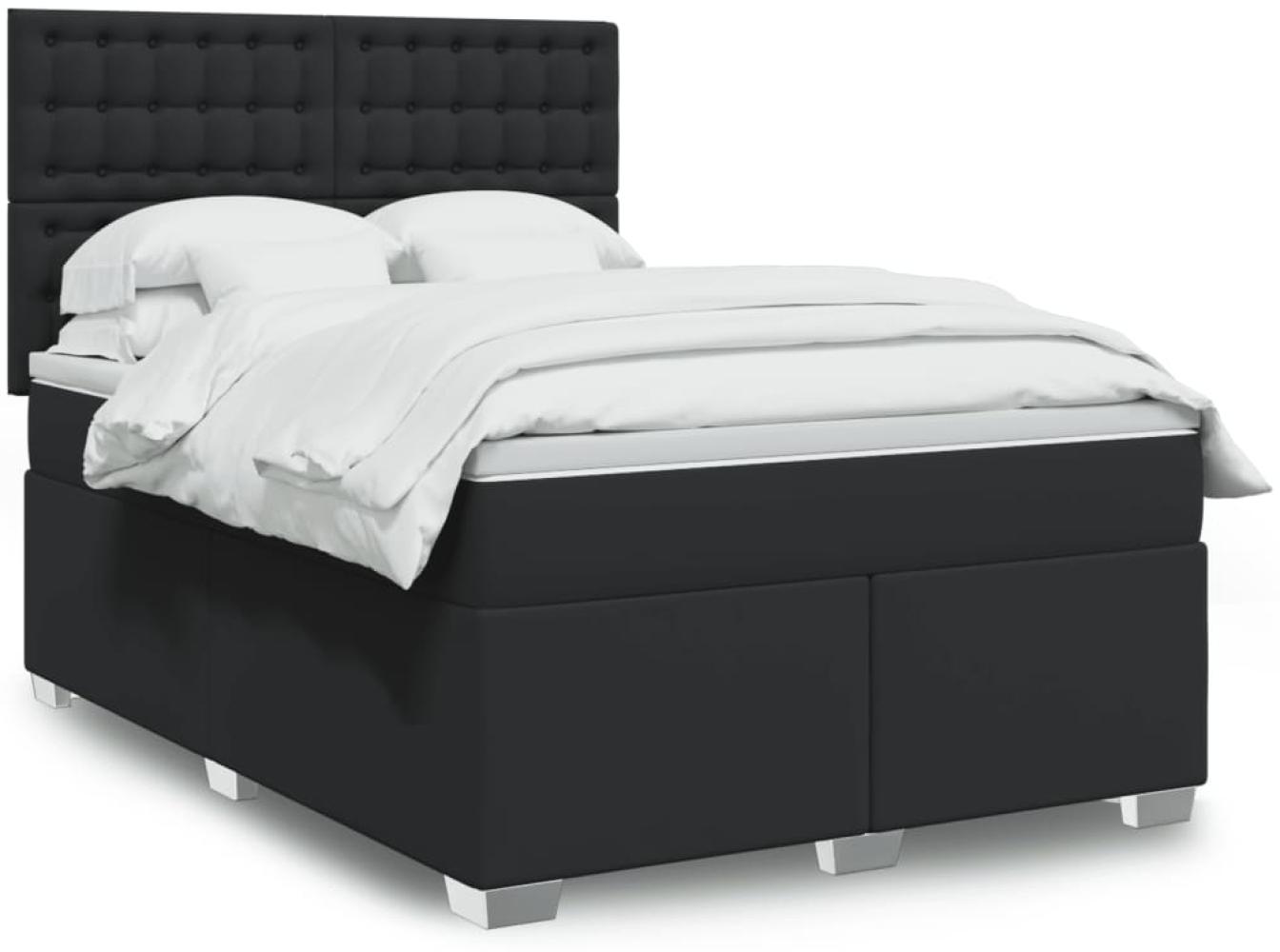 vidaXL Boxspringbett mit Matratze Schwarz 160x200 cm Kunstleder 3293028 Bild 1