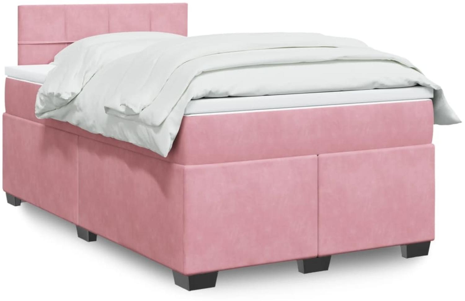 vidaXL Boxspringbett mit Matratze Rosa 120x200 cm Samt 3286287 Bild 1