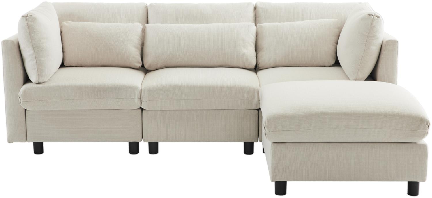 Merax Modernes Design, Polstermöbel, Sofa, Dreisitzer-Sofa, Wohnzimmersofa, Ecksofa mit Fußhocker, L-förmiges Ecksofa , Beige Bild 1