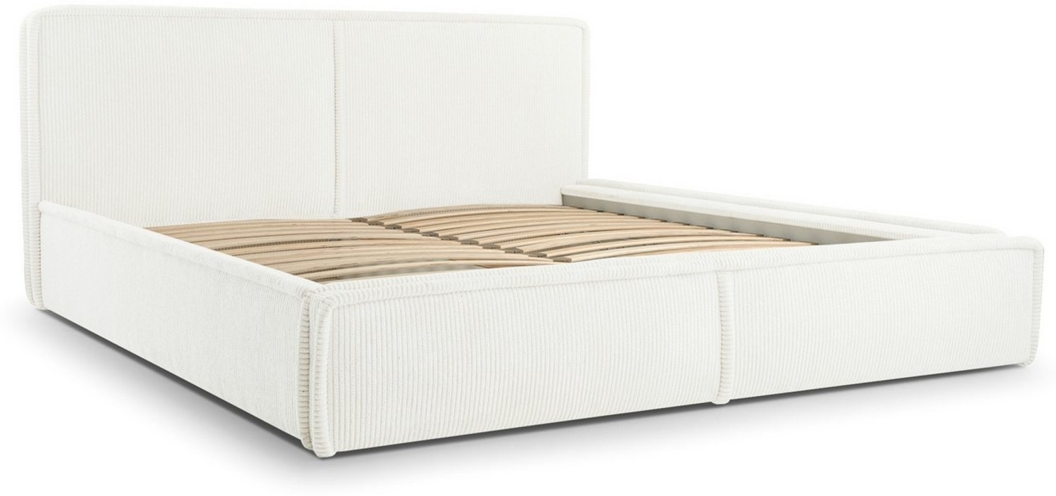 MOEBLO Polsterbett BETT 04 (Bezug: aus Cord, Doppelbett mit Kopfstütze, Rahmenbettgestell, mit Bettkasten und Lattenrost), gepolstertes Kopfteil, mit Bettkasten Bild 1