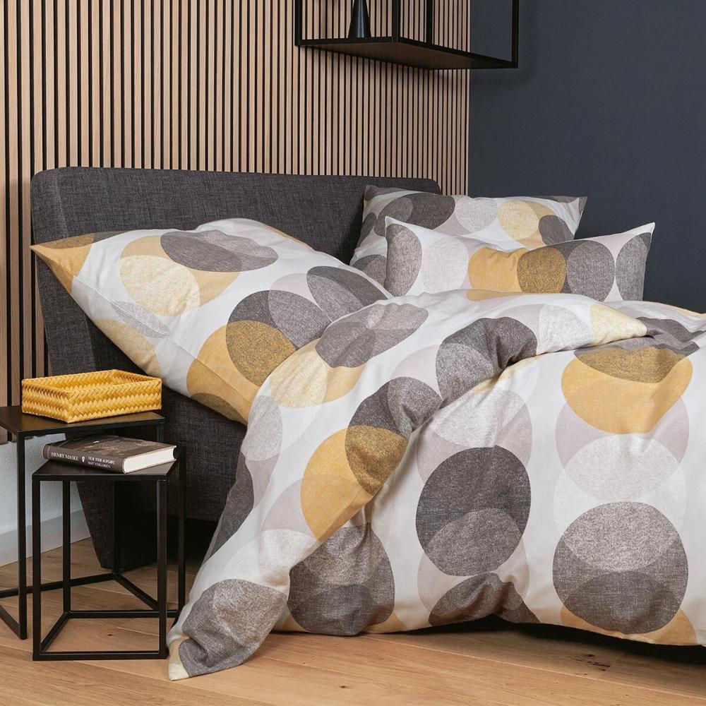 Janine Edelflanell Bettwäsche Chinchilla S 78062 taupe braun gelbgold|155x200 cm + 80x80 cm Bild 1