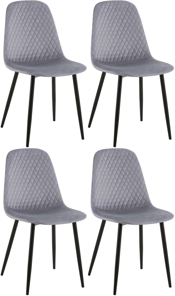 CLP 4er Set Stühle Giverny mit Ziernähten,grau Samt Bild 1