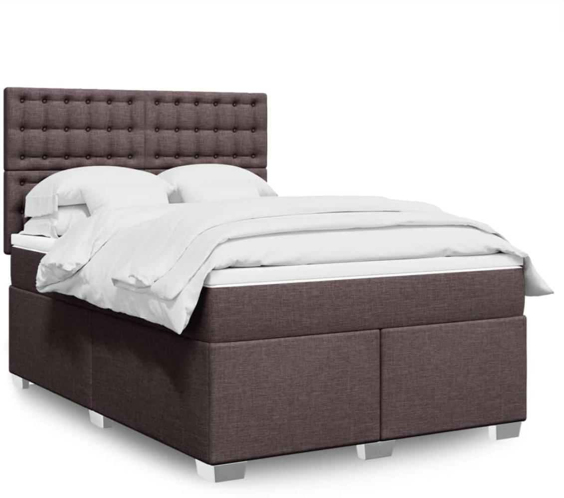 vidaXL Boxspringbett mit Matratze Dunkelbraun 140x200 cm Stoff 3292828 Bild 1