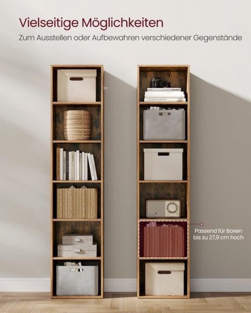 Vasagle Bücherregal, mit 6 Ebenen, Holzspanplatte, vintagebraun, 24 x 40 x 178,5 cm Bild 1