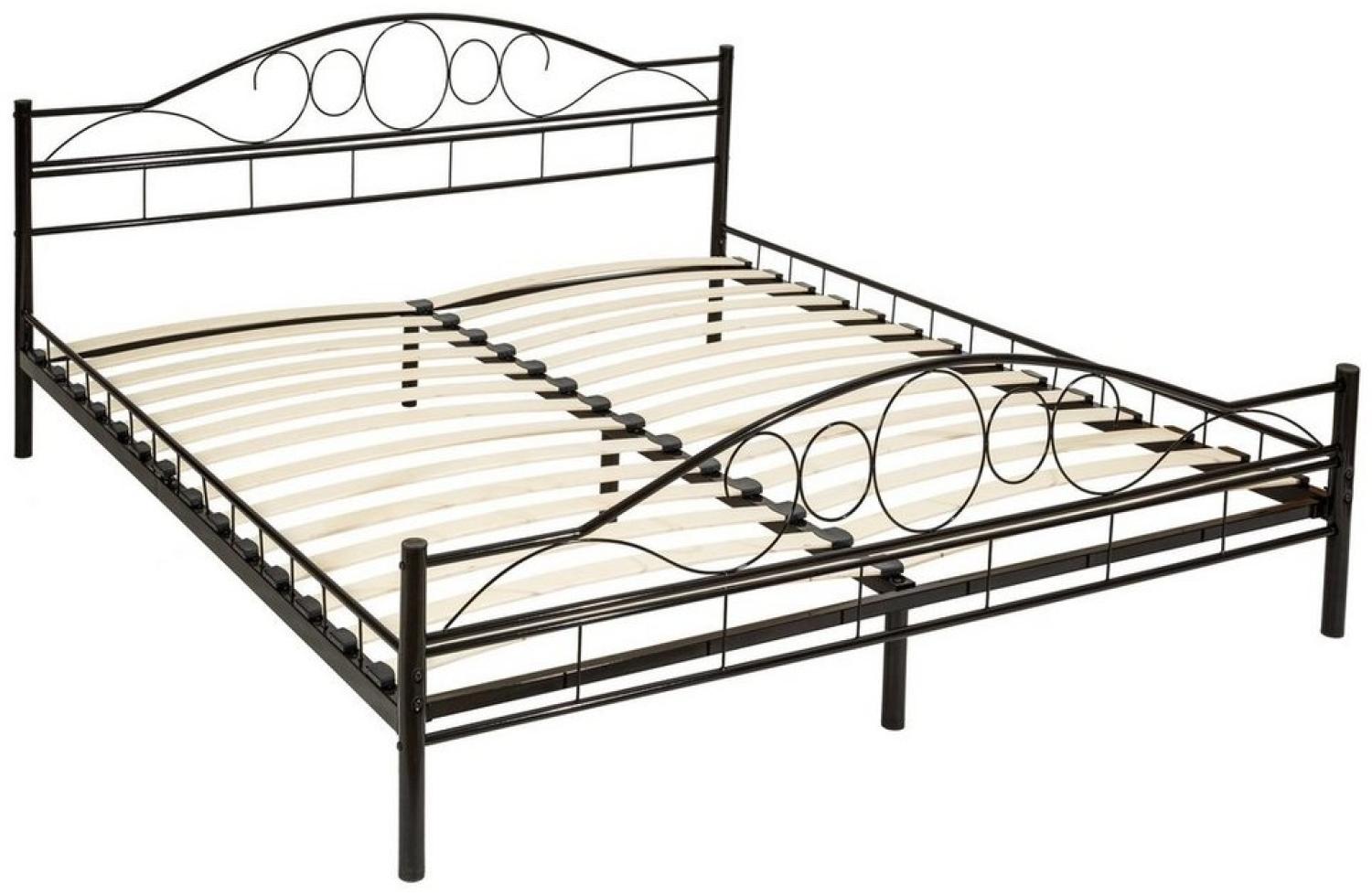 Metallbett mit Lattenrost im romantischen Design - schwarz/schwarz, 200 x 140 cm Bild 1