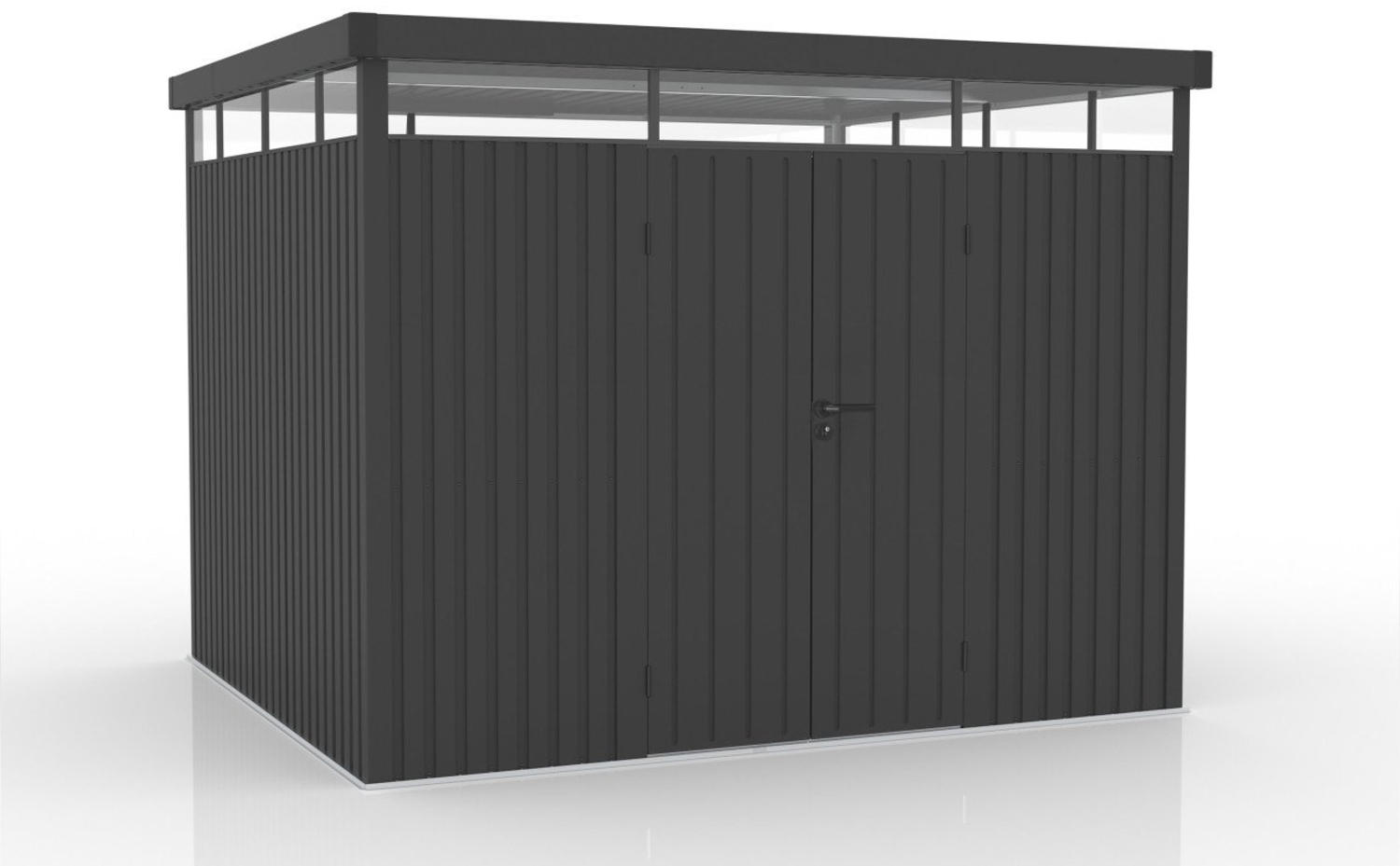 Hitseller Metall-Gerätehaus Premium mit Doppeltür, Stahlblech Anthrazit, 292 x 253 cm Bild 1