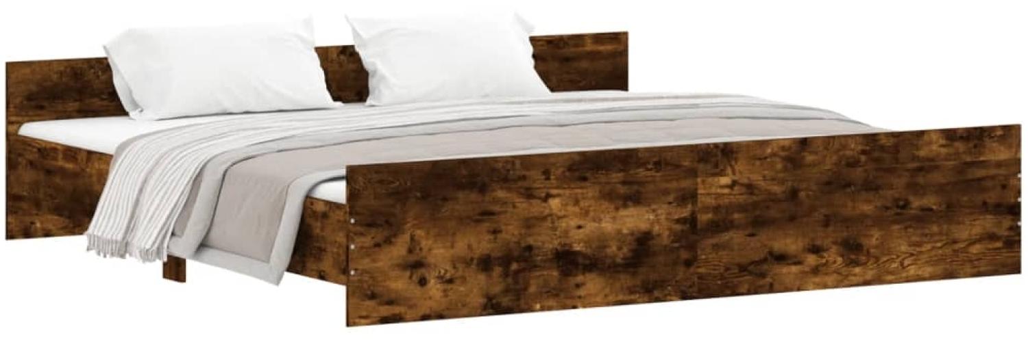 vidaXL Bettgestell mit Kopf- und Fußteil Räuchereiche 180x200 cm 3203772 Bild 1