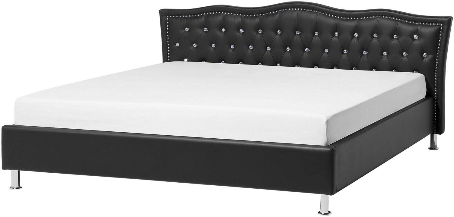 Bett Kunstleder schwarz Lattenrost 180x200 cm METZ Bild 1
