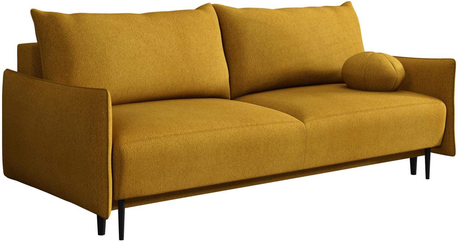 Sofa Dravolt mit Schlaffunktion, Bequeme 3 Sitzer Schlafsofa mit Bettkasten (Farbe: Velo 626) Bild 1