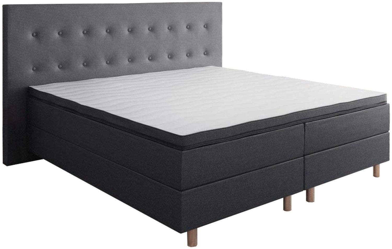 Best For You Boxspringbett Rio Barcelona Dunkelgrau 5-Zonen mit Visco Topper H3 First Class Bett in verschiedenen Größen 90x200 Bild 1