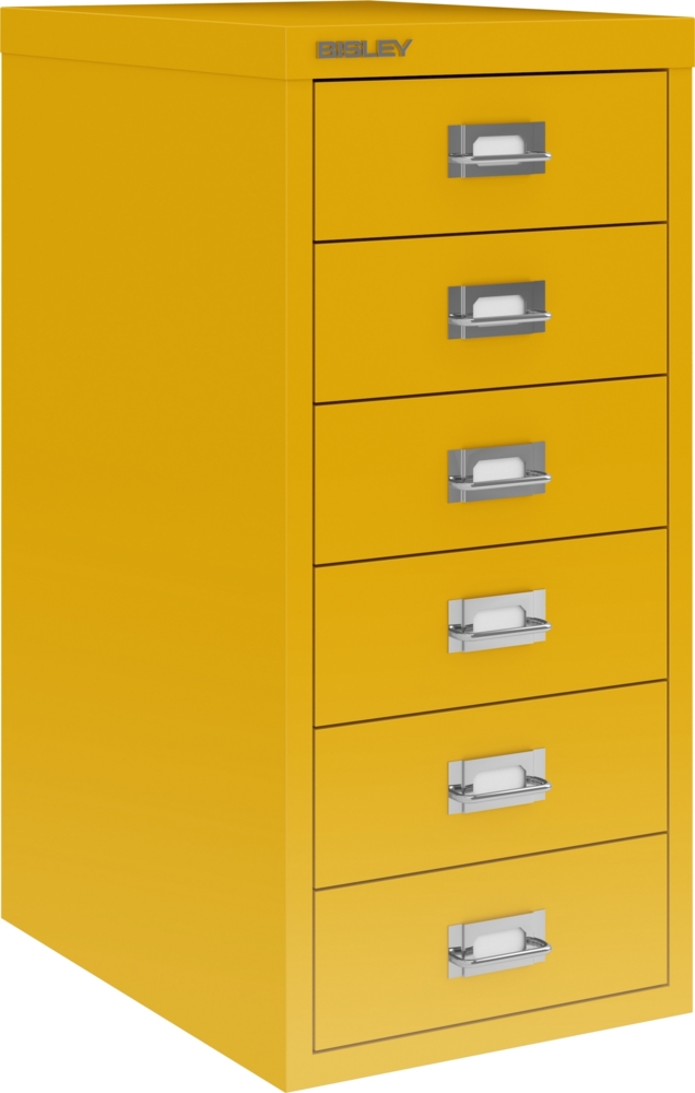 Bisley Multidrawer Schubladenschrank aus Metall mit 6 Schubladen DIN A4 ohne Sockel - Farbe: Sunflower, L296-642 Bild 1