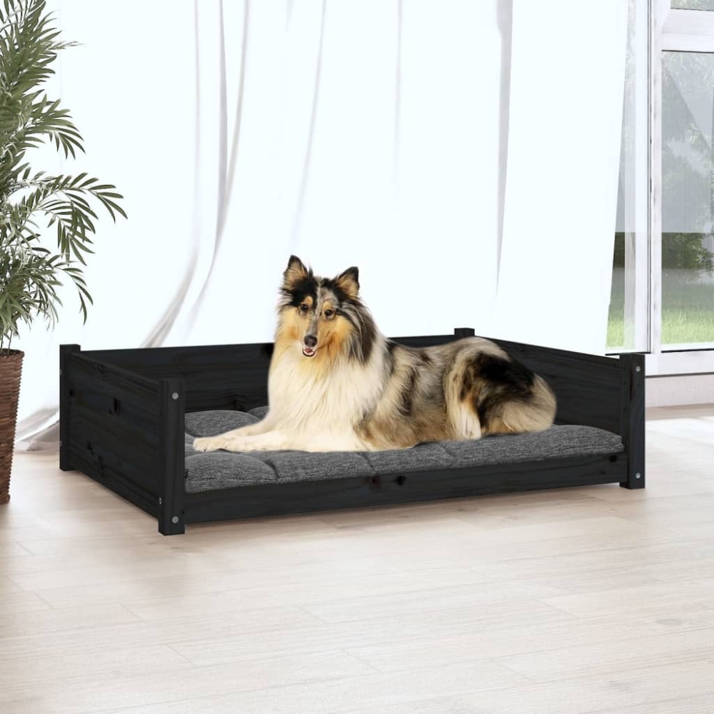 vidaXL Hundebett Schwarz 95,5x65,5x28 cm Massivholz Kiefer 821461 Bild 1