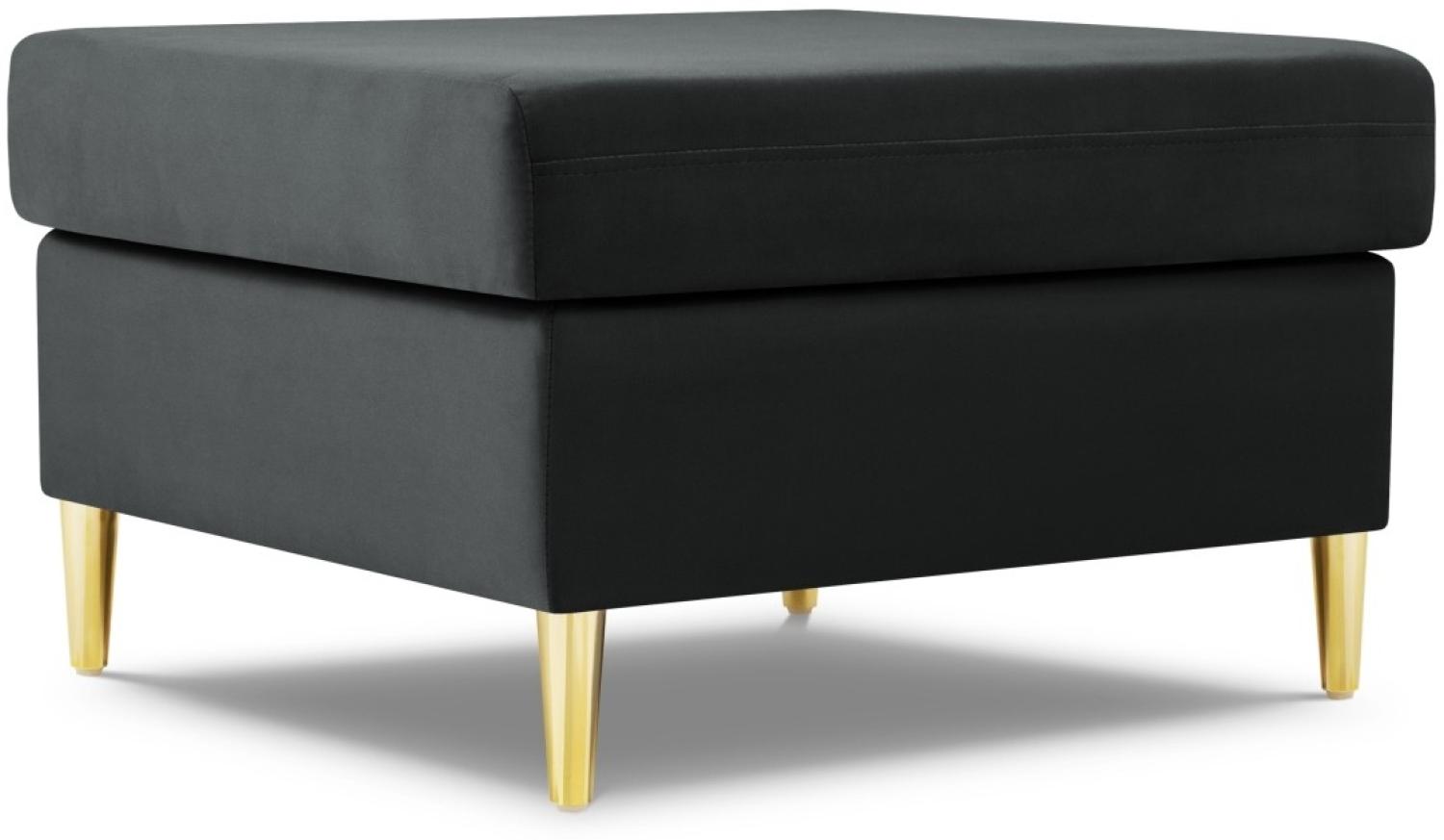 Micadoni Samtstoff Pouf Hocker Moghan | Bezug Dark Grey | Beinfarbe Gold Metal Bild 1