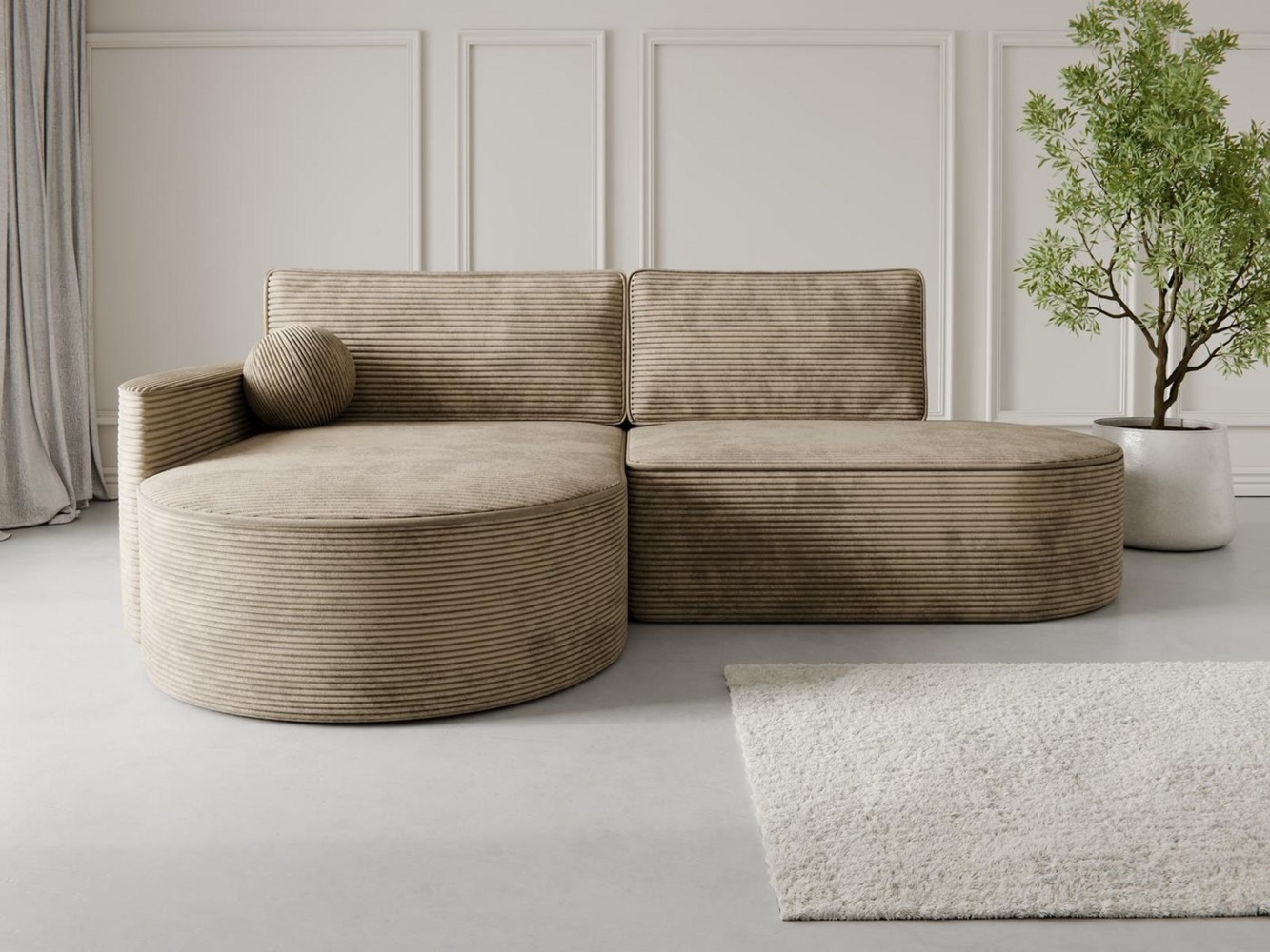 Compleo Ecksofa L MORENO, Designer Couch L, Exklusives Ecksofa, Abgerundete Formen Bild 1