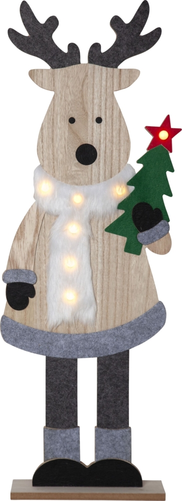 Weihnachtsleuchte Billy Holz Rentier mit 7 LEDs H 80cm Bild 1