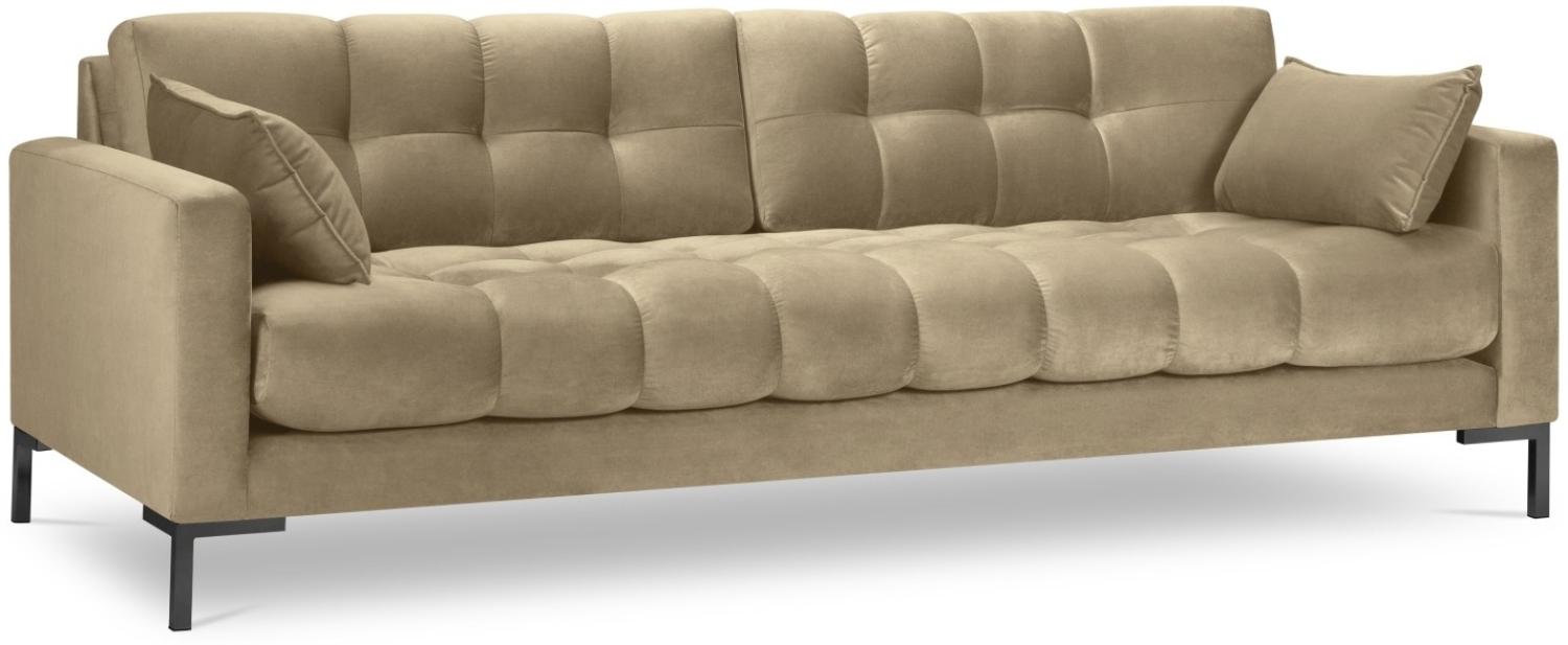 Micadoni 4-Sitzer Samtstoff Sofa Mamaia | Bezug Beige | Beinfarbe Black Metal Bild 1