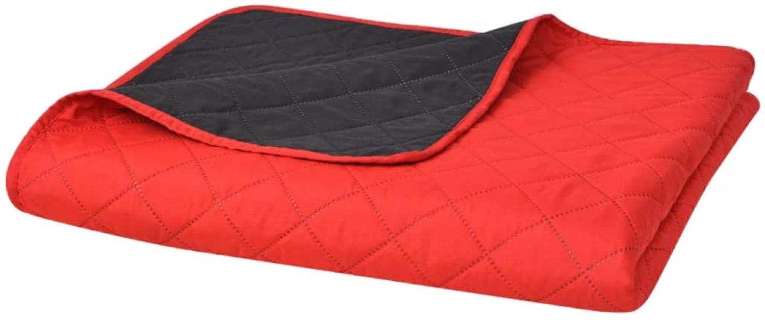 vidaXL Gesteppte Wende-Tagesdecke Rot and Schwarz 170x210 cm 131552 Bild 1