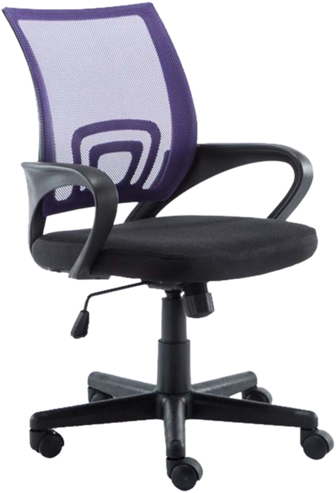 DELUKE® Bürostuhl PARIS - 88 x 56 x 54, Lila Kunstleder Kunststoff Gestell ergonomische Bürostühle Homeoffice Stuhl mit Rollen Bild 1