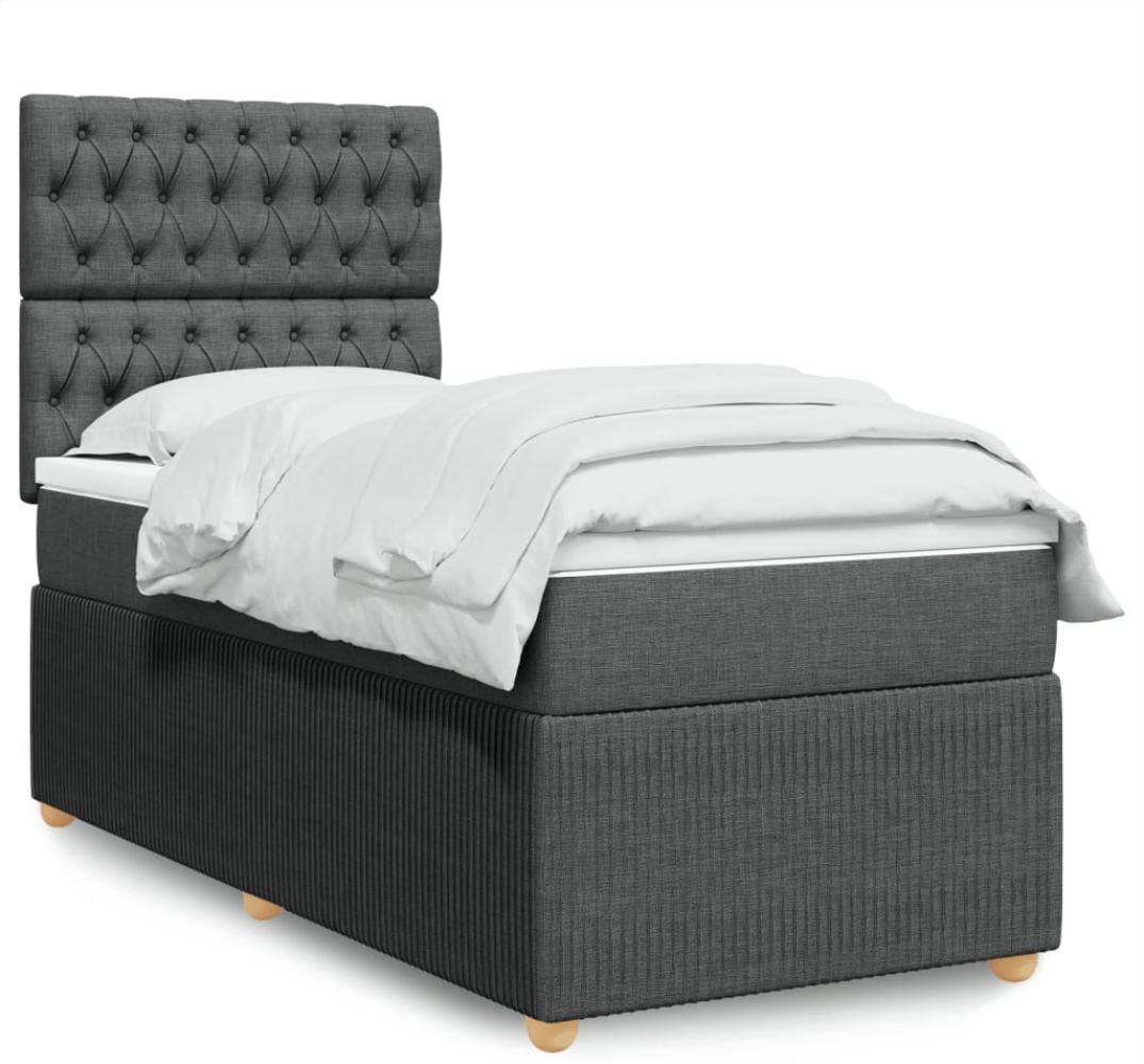 vidaXL Boxspringbett mit Matratze Dunkelgrau 80x200 cm Stoff 3294191 Bild 1