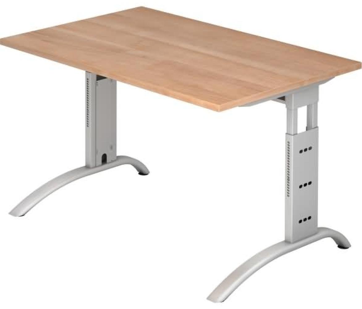 Schreibtisch FS12 C-Fuß 120x80cm Nussbaum Gestellfarbe: Silber Bild 1