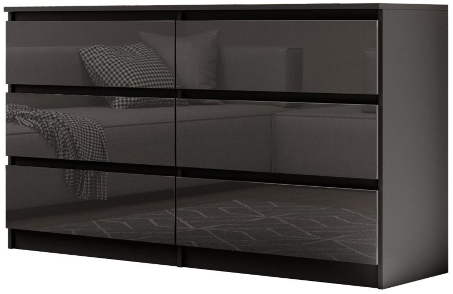 Beautysofa Kommode mit sechs Schubladen LEMON, Breite: 120cm oder 140cm, viele Farbvarianten, mit 6 Schubladen Bild 1