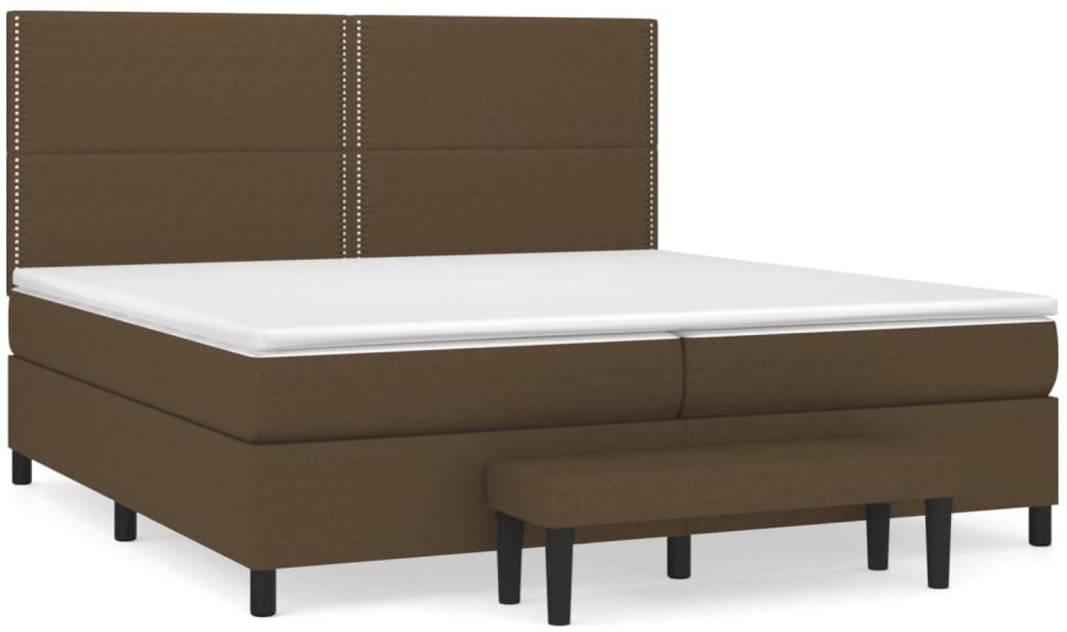 vidaXL Boxspringbett mit Matratze Stoff Dunkelbraun 200x200 cm, Härtegrad: H2 [3136544] Bild 1