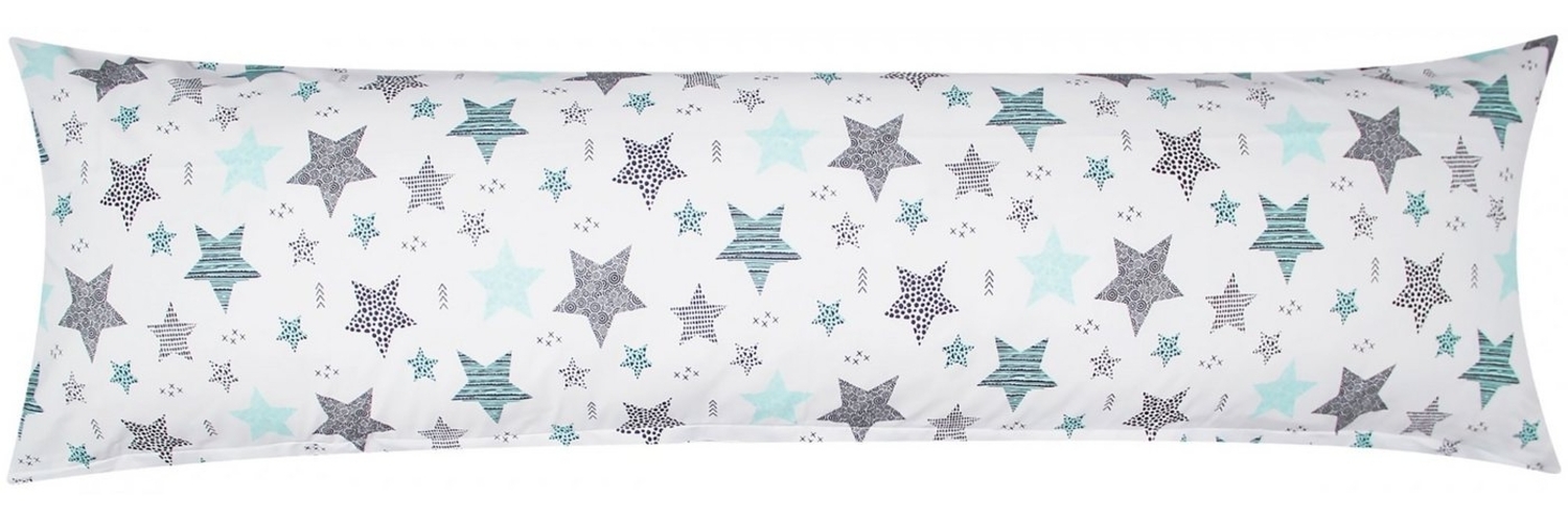 Heubergshop Seitenschläferkissenbezug, (1 Stück), 40x145cm Reißverschluss lange Seite 100% Baumwolle Sterne (KY-560-1) Bild 1