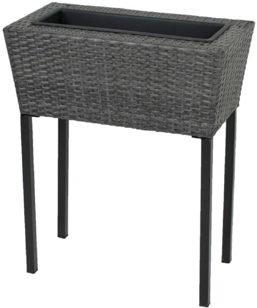 Hochbeet 2er Set aus Kunststoffgeflecht und Stahl in dunkelgrau Bild 1