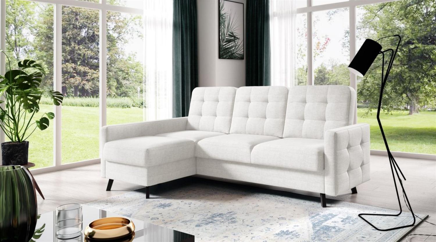 Ecksofa Sofa GARNET Stoff Luis Creme mit Schlaffunktion Ottomane Links Bild 1