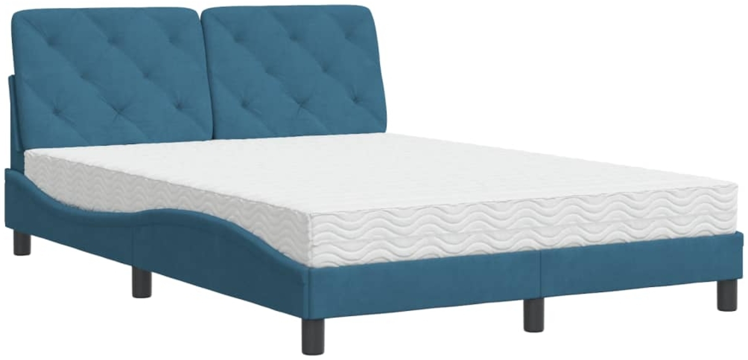 vidaXL Bett mit Matratze Blau 120x200 cm Samt 3208650 Bild 1