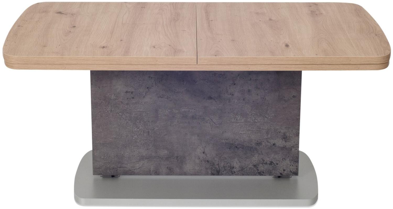 Funktionstisch ausziehbar Caterina 110(145+180) x 63 x 53-72 Wohnzimmertisch Wildeiche/Beton 16169 Bild 1