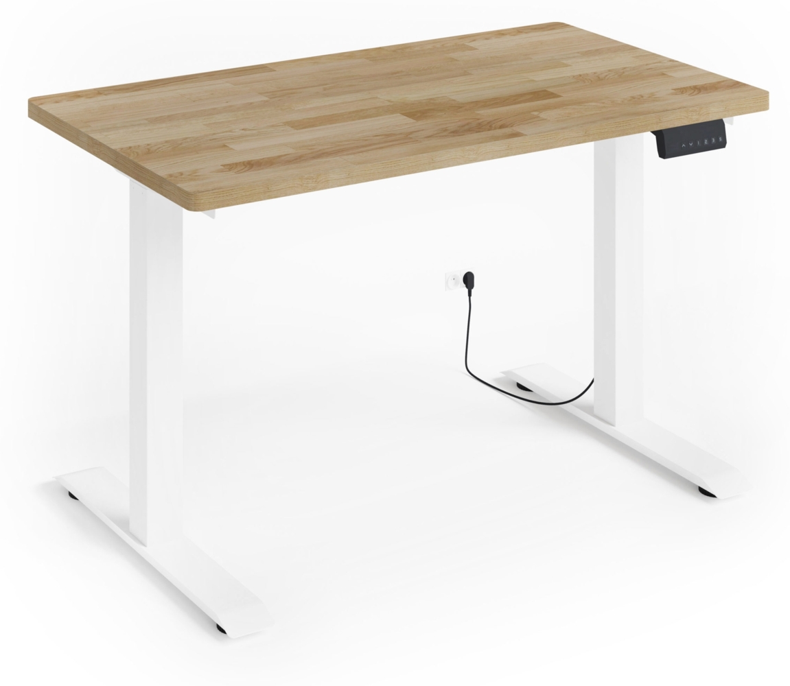 Höhenverstellbarer Schreibtisch BIM Natural Desk Eichenfurnier 120x65x3 white/Eiche Bild 1