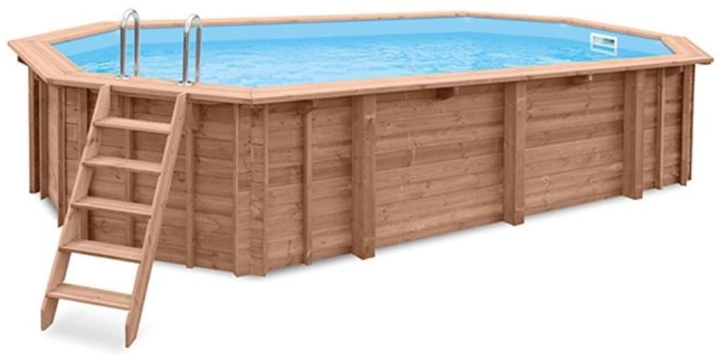 Interline Summer Holz Schwimmbad Bali Set 3 | Blau | 790x435x136 cm | inkl. 5 teiliges Zubehörpaket und Winterabdeckung Bild 1