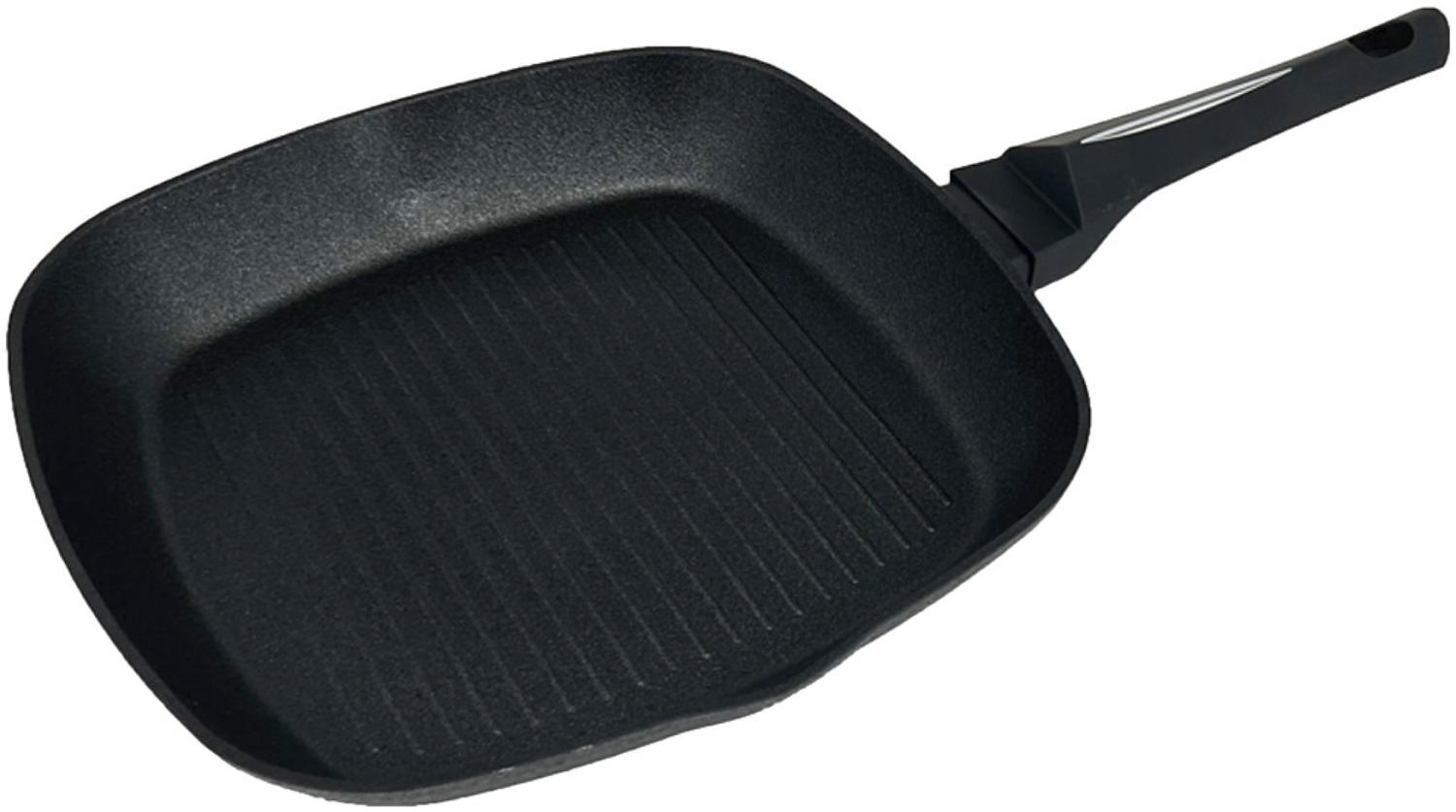 Grillpfanne 28x28 cm ergonomischer Griff Pfanne in Schwarz für alle Herdarten Bild 1