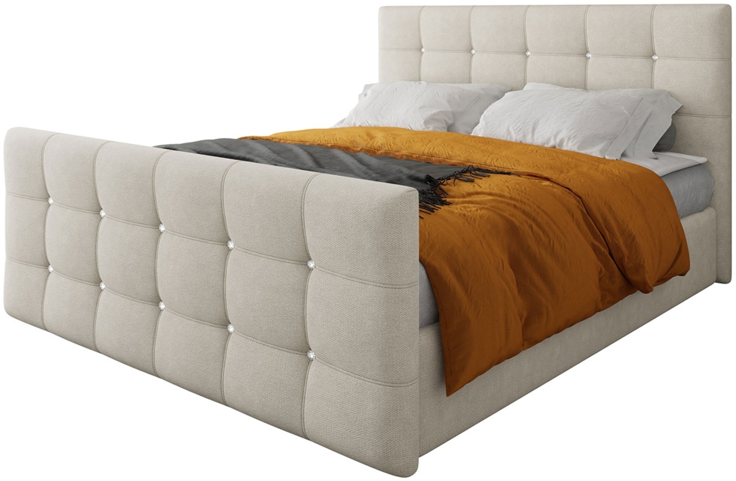 Mirjan24 Boxspringbett Atasir, Sand 160 x 200 cm Webstoff Bild 1