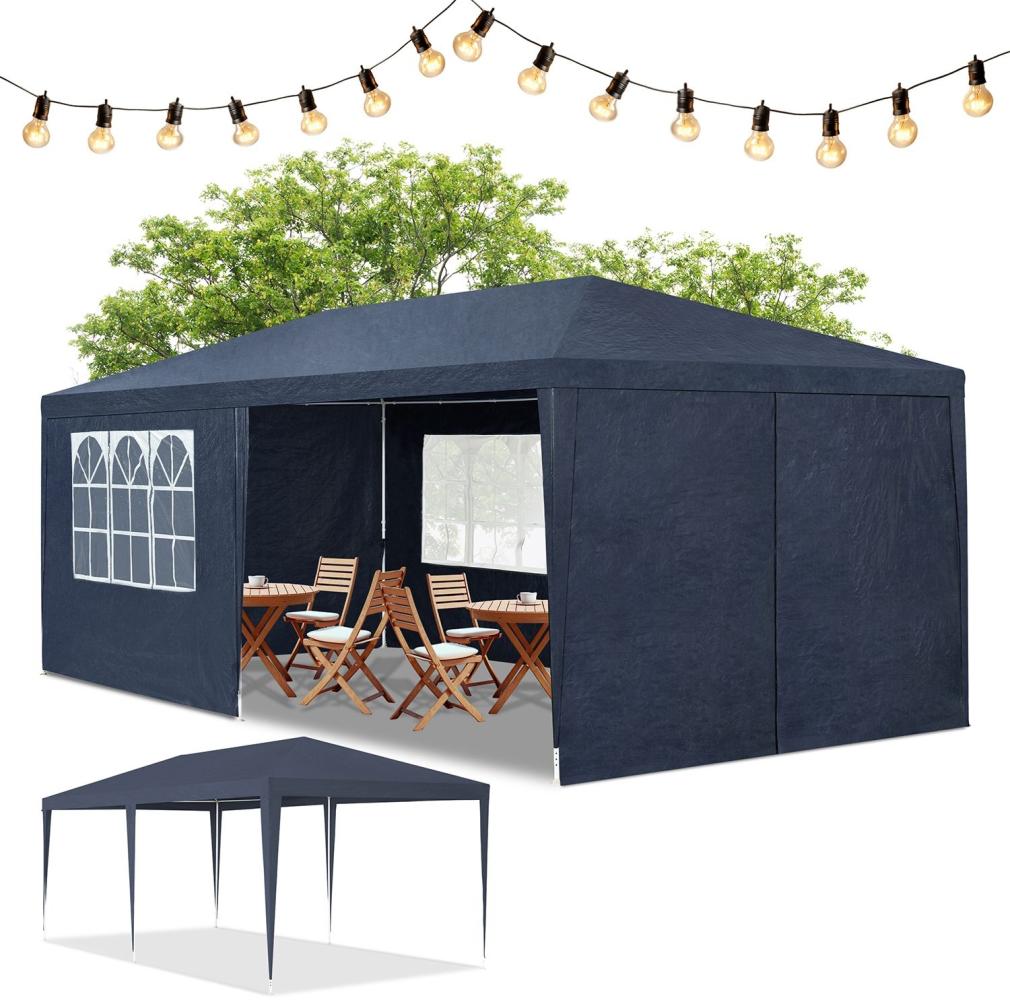 Juskys Partyzelt 3x6 m in Blau – Gartenpavillon mit Dach & Seitenwänden – Gartenzelt mit 18 m² Grundfläche – Sonnenschutz für Outdoor Bild 1