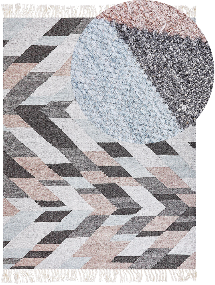 Teppich Jute mehrfarbig 160 x 230 cm geometrisches Muster Kurzflor NAKKAS Bild 1