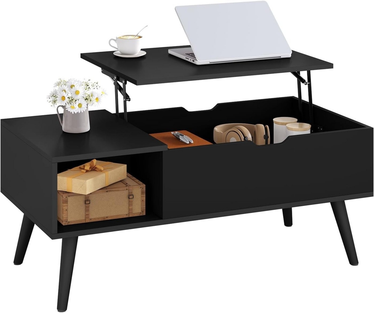 Woltu Couchtisch (1-St), Verstecktes Fach unter der Tischplatte, Anhebbare tischplatte Bild 1