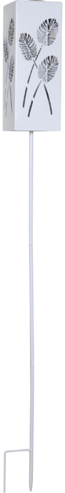 LED-Solarstab "Albaleaf", Metall, Weiß, 9,5x90 cm, warmweiß Bild 1