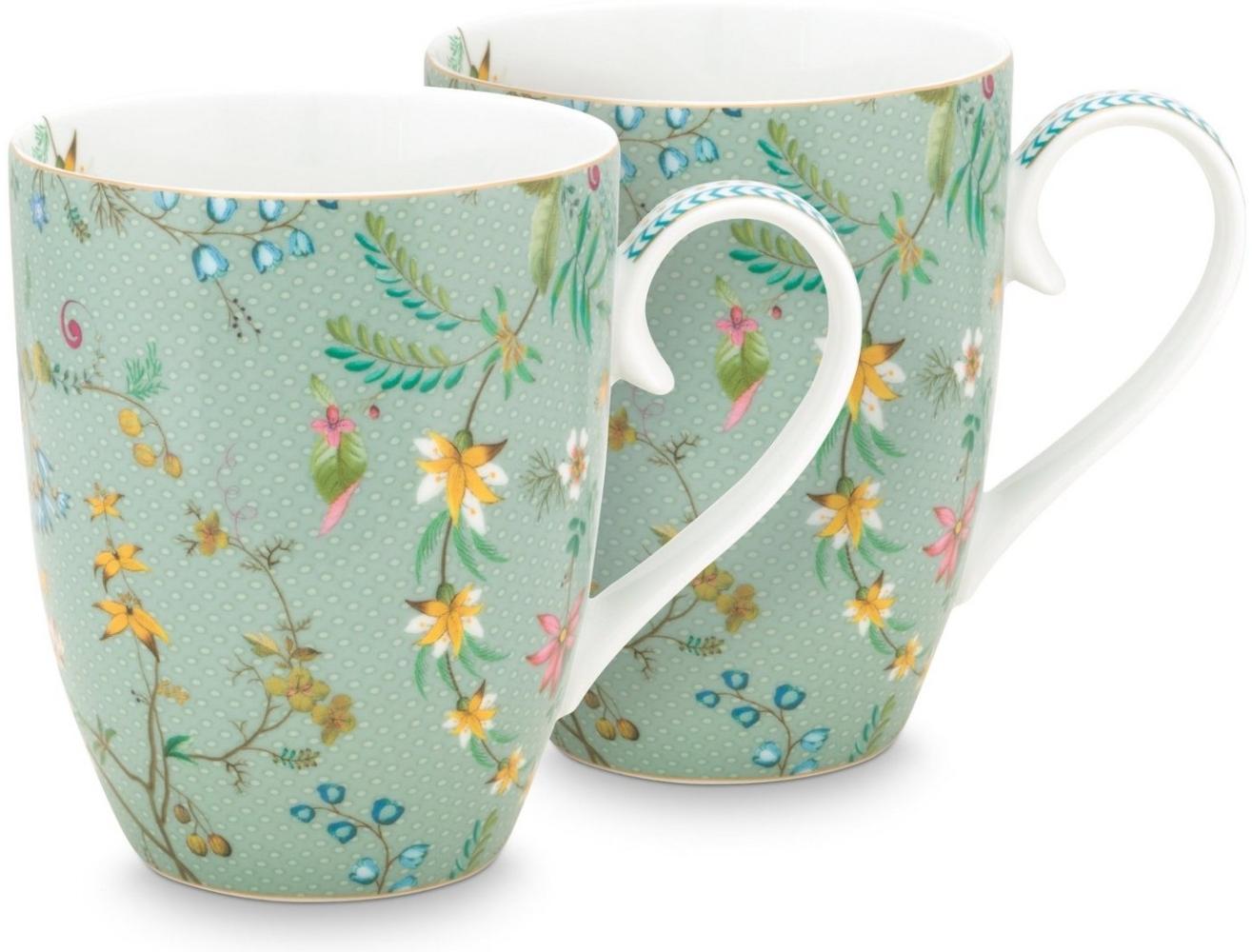 PIP STUDIO Jolie Flowers Blue Becher mit Henkel gross Set2 Bild 1