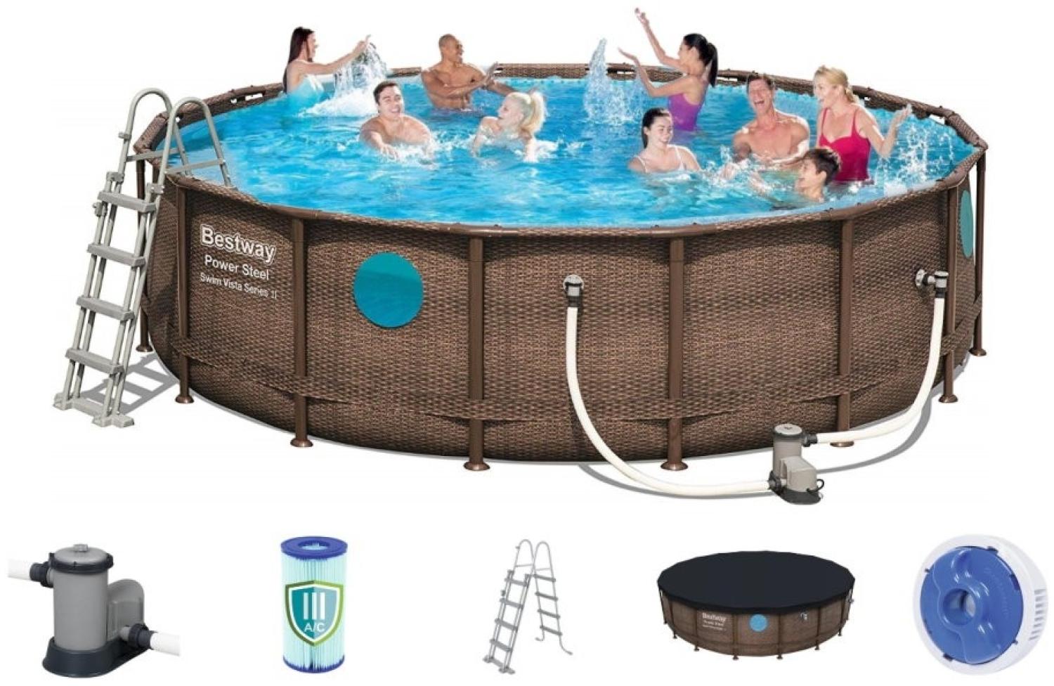 Bestway Power Steel Vista Pool Set 549x122 Rattan 56977 Bild 1