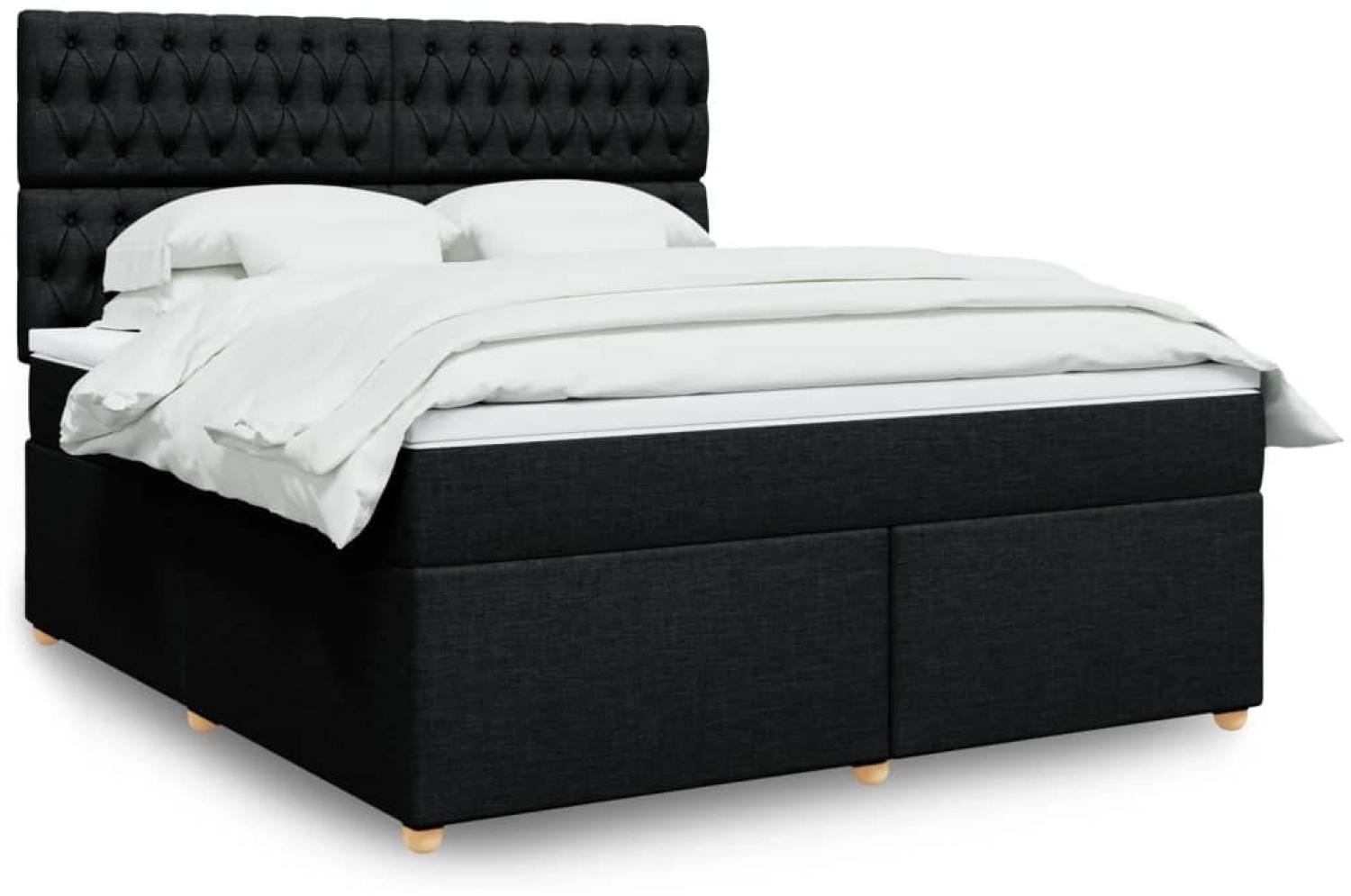 vidaXL Boxspringbett mit Matratze Schwarz 180x200 cm Stoff 3291368 Bild 1