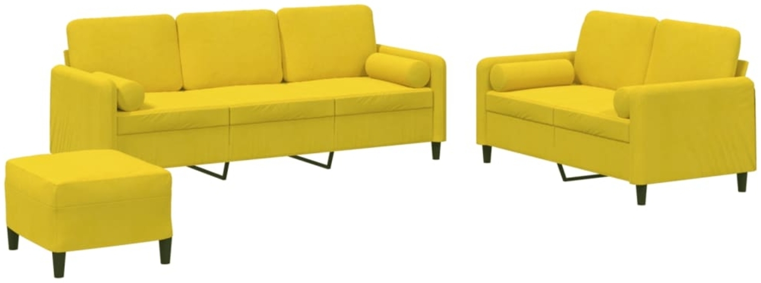 vidaXL 3-tlg. Sofagarnitur mit Kissen Gelb Samt 3202050 Bild 1