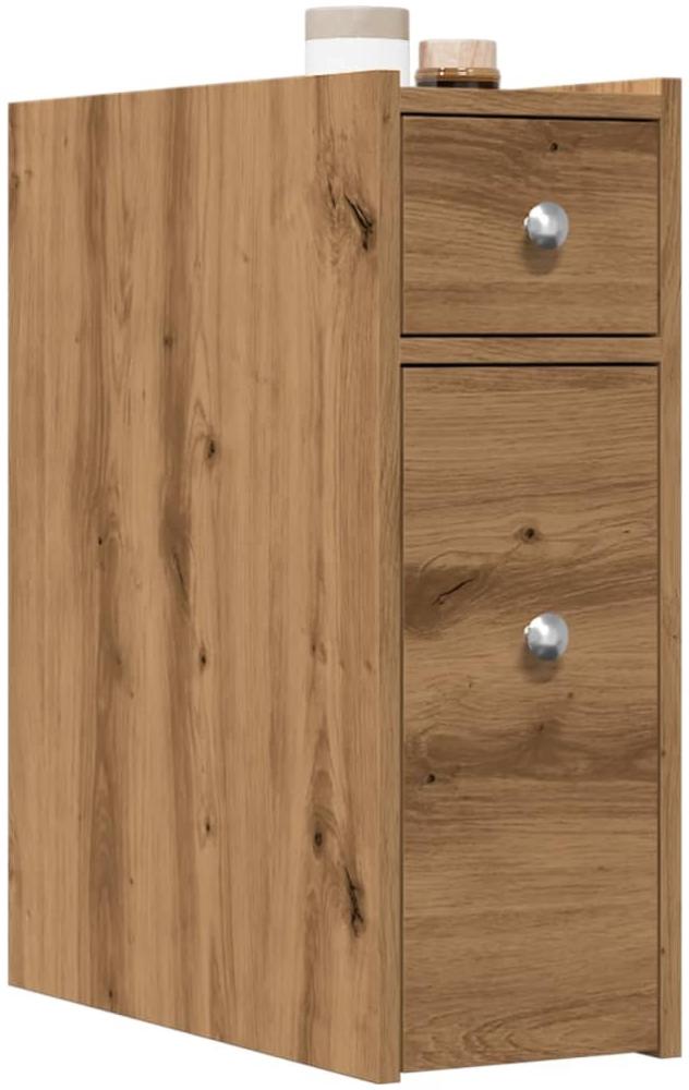 Badschrank Schmal Mit Rollen, Holzwerkstoff Artisian Oak, 21,5 x 50 x 60 cm Bild 1