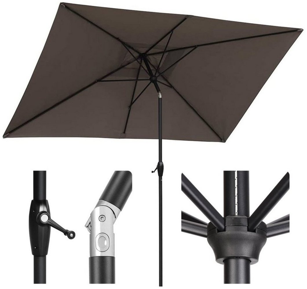 Sekey Sonnenschirm mit Kurbel und UV50+, knickbar, Aluminium cappuccino, 200 × 300 cm Bild 1