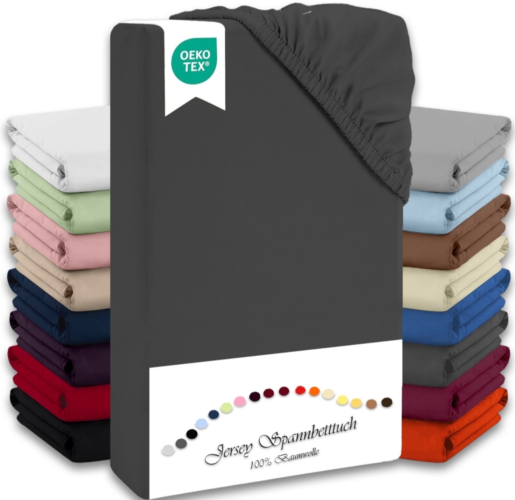 Jersey-Spannbettlaken für Kinder 70x140 cm hautfreundlich atmungsaktiv anthrazit Bild 1