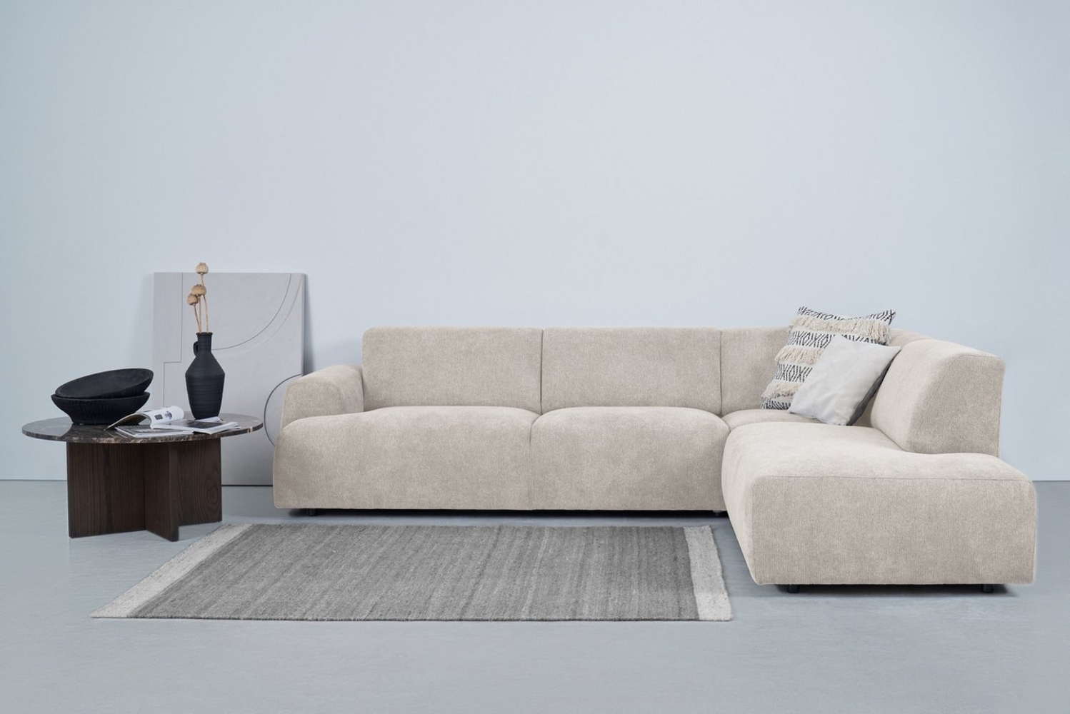 andas Ecksofa Linkka, Breite 282 cm, L-Form, in einem weichen Chenille-Stoff, mit Wellenunterfederung Bild 1