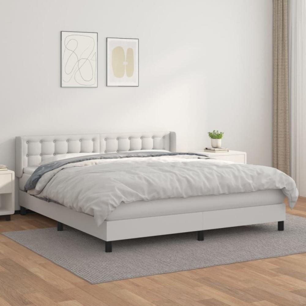 Boxspringbett mit Matratze Weiß 160x200 cm Kunstleder (Farbe: Weiß) Bild 1