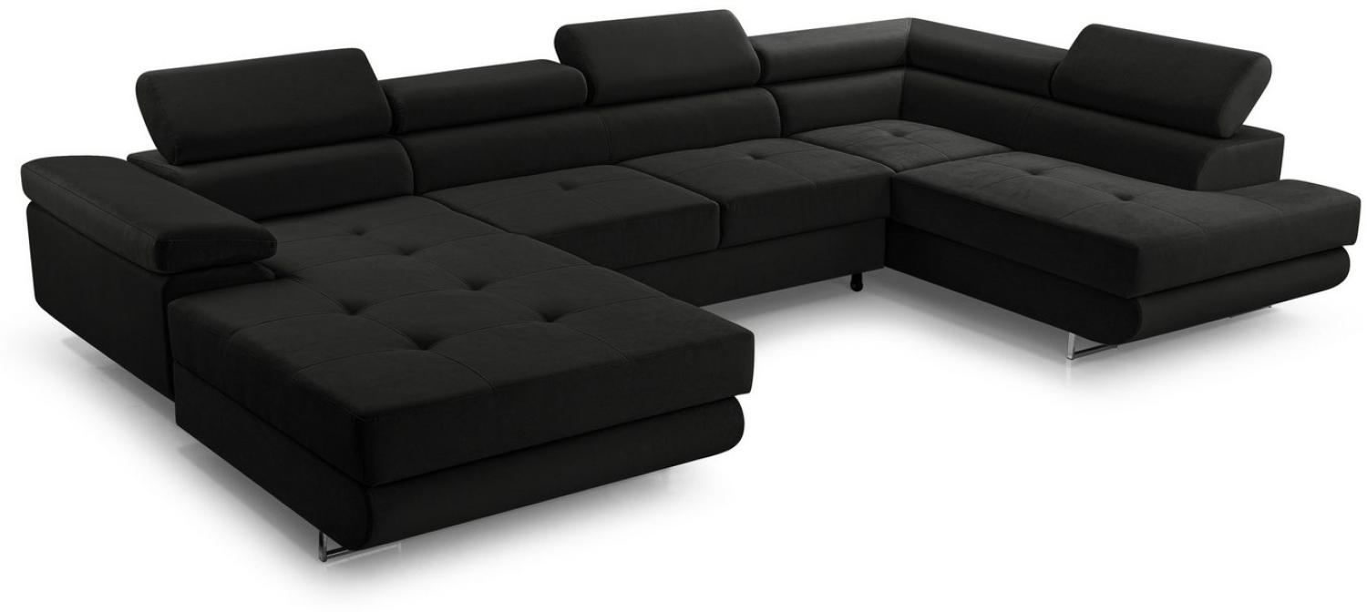 Furnix Wohnlandschaft NILLONA XL-Sofa in U-Form mit Schlaffunktion 2x Bettkasten, Maße 353x90x203 cm, einstellbare Kopfstützen und Armlehnen Bild 1