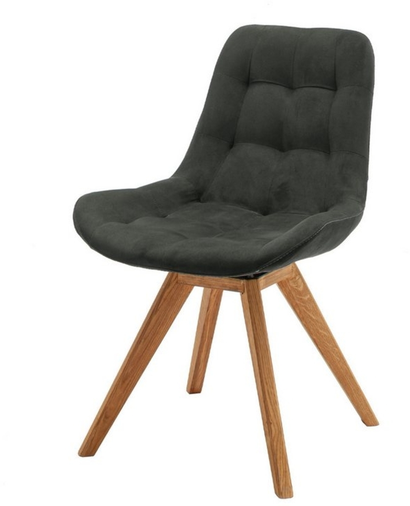 Massivart® Polsterstuhl BELFAST / braun oder anthrazit / Wildeiche geölt / 180° drehbar, Skandi-Look, robuste Wildeiche, drehbar Bild 1